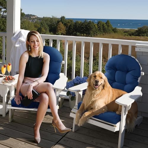 Outdoor Adirondack Chair Cushion Set of 2 Waterproof Lawn Chair Cushions 47.24 * 19.69 * 4", High Back Patio Cushions with Ties Elastic Band,Flower