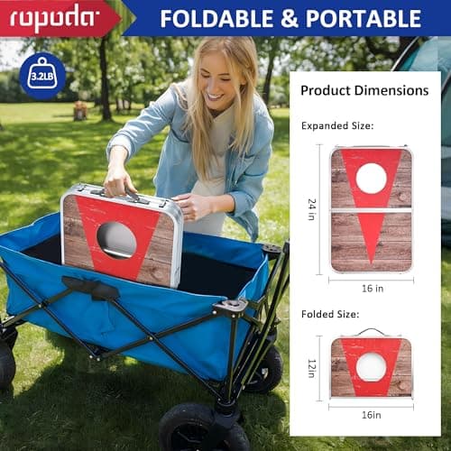 ROPODA Portable Cornhole Board Set,24x16 / 30×20in Corn Hole Games for Adults with 8 Bean Bags, Lightweight Aluminum Alloy Edging Cornhole Set for Outdoor Games, Beach and Tailgates
