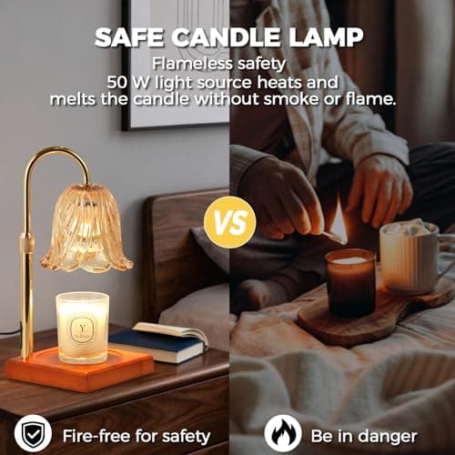 Candle Warmer Lamp with Timer Dimmable, Birthday Gifts for Women Mom, House Warming Gifts New Home Decor, Wax Melt Warmer for Jar Candles with 2 Bulbs