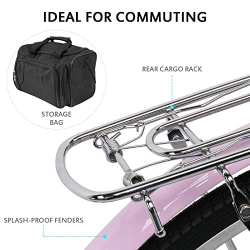 26" Beach Cruiser Bike, Commuter Bicycle, 7 Speed/Linear Pull Brakes/Widen Seat Men & Women Bike, Adult and Teens Bicycle for Urban Commuter