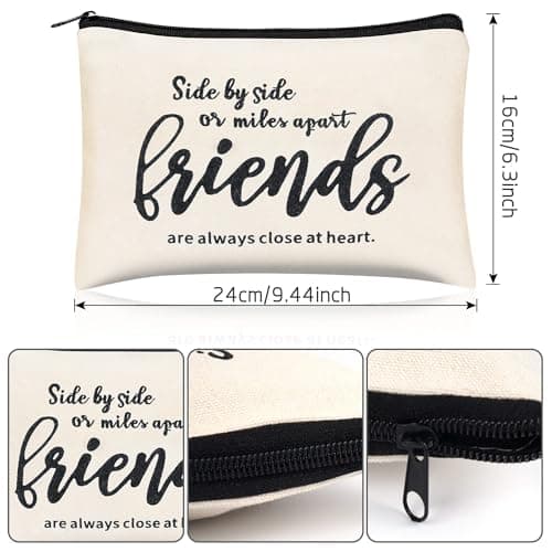 Kolewo4ever 12 Pieces Girl Trip Gifts Favors Bulk Friend Appreciation Gifts Set 4 Friends Wine Tumbler 4 Friends Cosmetic Bag 4 Keychains Appreciation Funny Long Distance Friendship Gift