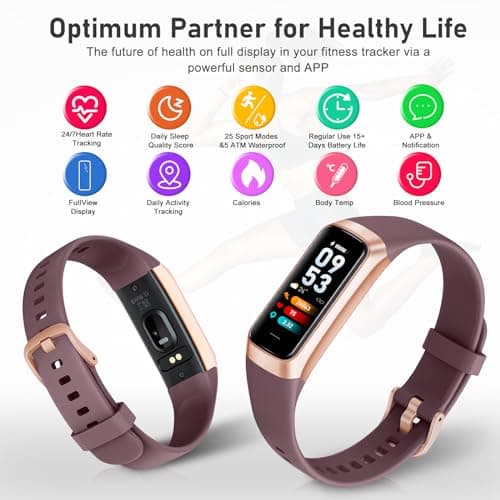 Fitness Tracker with Step Counter/Calories/Stopwatch, Activity Tracker, Health Tracker with Heart Rate Monitor, Sleep Tracker,1.10''AMOLED Touch Color Screen, Pedometer Watch for Women Men