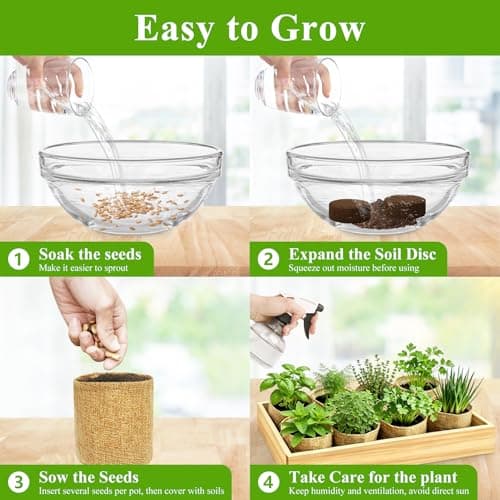 Indoor Herb Garden Kit, Culinary Herb Starter Kit with Seeds & Tools for Beginners, Kitchen Decor, House Warming Gifts for New Home, for Christmas, Ultimate Birthday Gifts for Women Men Mom Dad B0GR93MPX1