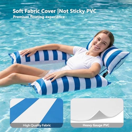 Jasonwell Inflatable Pool Floats Adult - Fabric Pool Floaties Chair Lake Beach Floating Lounger Chair Swimming Pool Noodles Water Hammock Float Mesh Party Floaty Toys Fun for Adults Heavy Duty