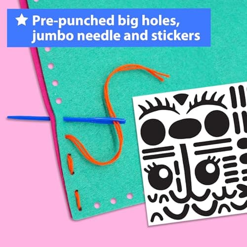 7 stuffed animal & plush pillow projects. Pre-punched felt & instructions included. Gift for girls & boys KRAFUN My First Sewing Kit for Kids Ages 6-12 | 7 Animal Dolls B091GXM2Y6