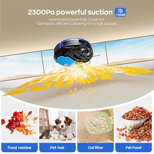 Robot Vacuum and Mop Combo, 2-in-1 Mopping Robot Vacuum Cleaner with 2300Pa Suction, 2.87'' Slim Design, Wi-Fi/App/Voice Control, 3D Obstacle Avoidance&Self-Charging for Hard Floors, Carpets, Pet Hair