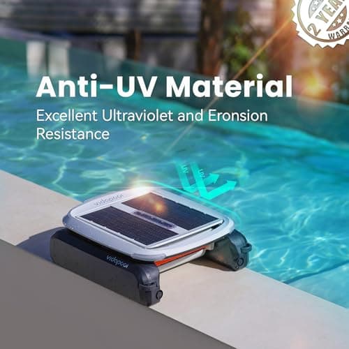 Solar Pool Skimmer Robot, Automatic Pool Surface Skimmer Cleaner, Dual Mode Solar Powered Pool Skimmer with Obstacle Avoidance, Day & Night Cleaning for All Swimming Pools-White