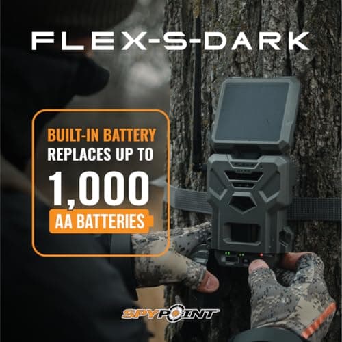 SPYPOINT Flex-S-Dark Ultimate Pack with SD Card + LIT-22 - Solar Cellular Trail Camera – Built-in Solar Panel, 40MP Photos, 1080p Videos + Sound, No-Glow Game Camera, Night Vision, Trail Cam