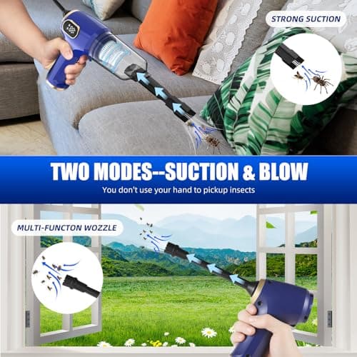 2026 Bug Vacuum Catcher,USB Rechargeable Insect Control for Adults and Kids,Spider Killer Insect Traps Catcher,Bug Catcher Indoor with LED Flashlight for Spider,Stink Bugs,Beetle,Cockroach,Ants,Moth