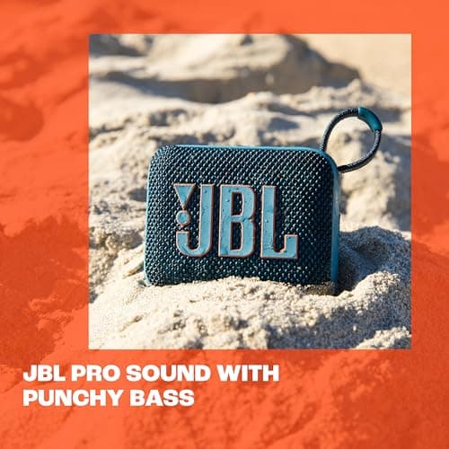 JBL Go 4 - Ultra-Portable, Waterproof and Dustproof Bluetooth Speaker, Big JBL Pro Sound with Punchy bass, 7-Hour Built-in Battery, Made in Part with Recycled Materials (Blue)