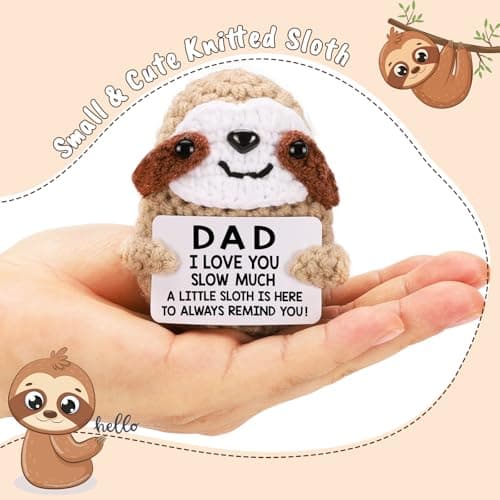 MBL Dad Gifts for Birthday Fathers Day - Dad I Love You Slow Much, Funny Cool Handmade Knitted Crochet Sloth Present for Father Papa Easter Father's Day Christmas from Daughter Son