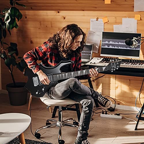 Glarry Cool Burning Fire Style Electric Guitar Christmas gift for Beginner Guitar Lover with Accessories Pack (Black)