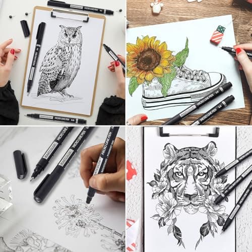 MARTCOLOR Micro Pen Fineliner Pens, 10 Size Fine Point Archival Black Ink Pens, Waterproof Multiliner Pen for Artist Illustration, Sketching, Art Drawing, Anime, Manga, DIY Gifts Projects