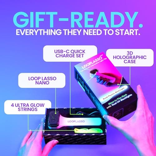 Loop Lasso NANO - Viral Glow in the Dark String Toy - 100+ Tricks, Beginner-to-Pro - Stocking Stuffers for Teen Boys, Christmas Gift for Boys 8-13+, Cool Gadgets for Kids & Adults