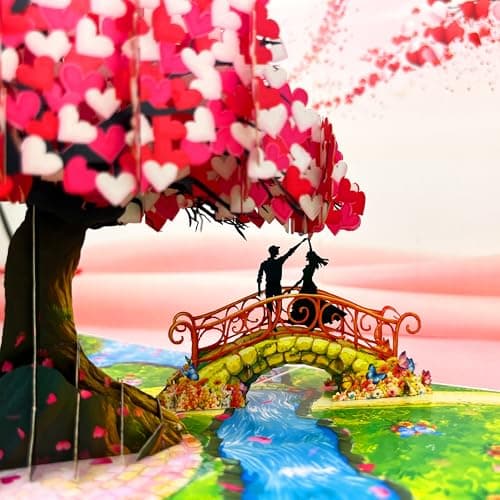 Anniversary Pop Up Card, 3D Love Tree Hearts with Couple, Wedding Anniversary Card for Wife, Husband, Couple, Love Card for Her, Him, Ideal Gift for Wedding, Anniversary, Valentines, Romantic Birthday, Mothers Day B0FJ8BNTFS