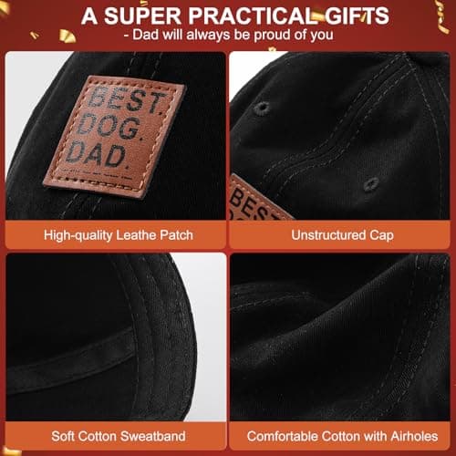 Best Dog Dad Gifts Hat, Fathers Day Birthday Gifts for Dad Baseball Cap Black