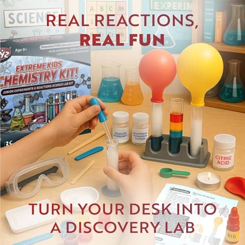 52+ Experiments Chemistry Set Science Toys, STEM Projects with 51+ Tools, Kids Science kit, Science Experiments for Kids Gift Playz Extreme Chemistry Educational Science Kits for Kids Age 8-12 B08HSFDZP6