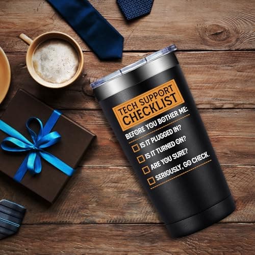 Tech Gifts for Men - Tech Support Checklist - Technical Gifts for Dad, Technician, Programmer, Techs Lover - 20oz Tumbler