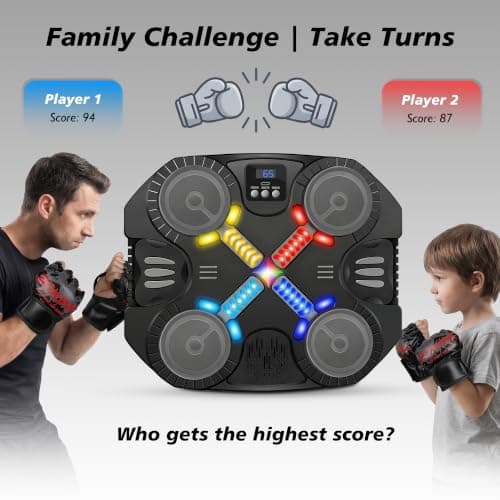 Music Boxing Machine Sport Toys for Kids and Adults,Wall Mounted Bluetooth Smart Punching Target,Training Pad Toy with Boxing Glove,Ideas Toys for Boys Girls Kids 3 4 5 6 7 8 9 10 11 12+ Years Old