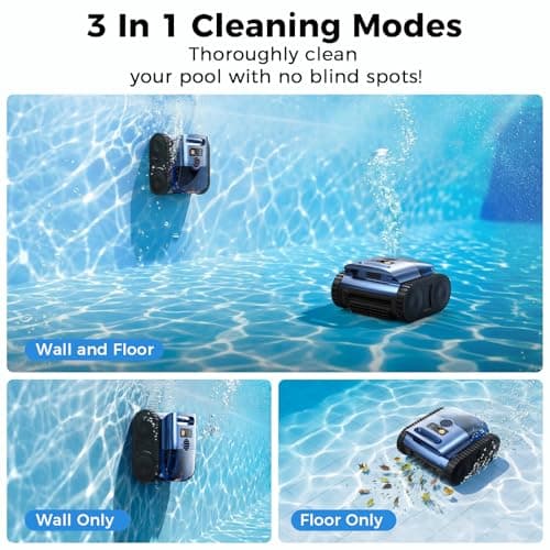Robotic Pool Cleaner,Cordless Pool Vacuum for Inground Pools,Automatic Pool Cleaner Robot for Pool Floors,Drain Cleaning,Walls,Waterline,2150 Sq.ft,180min Runtime,3H Fast Charging Robot for Spa Pool