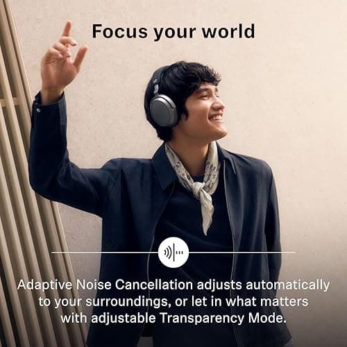 Sennheiser MOMENTUM 4 Wireless Noise Cancelling Headphones - Bluetooth Headset for Crystal-Clear Calls, Adaptive Noise Cancellation, Over-Ear Headphones, 60h Battery Life, Folding Design, Black/Copper