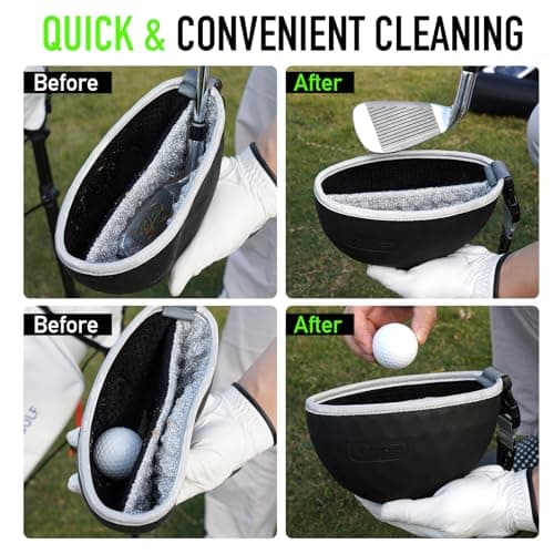 GAIARENA Golf Cleaning Bag Pouch Golf Ball Washer Club Cleaner with Scrub and Wipe Cloth Gifts Ideas for Golfers On-Course Golf Accessories B0GCX81D1Y