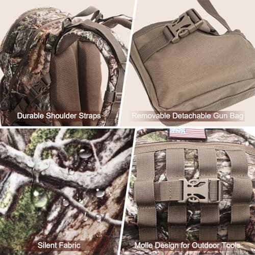 Hunting Backpack, Camo Hunting Backpacks & duffle Bags, Water-resistant Long-Lasting Large Capacity Bow Backpack Hunting Pack For Hunting Gear Accessories (Treasures of the Trees)