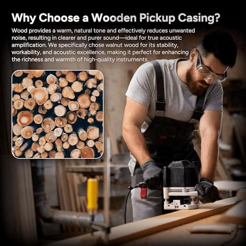 AMUMU SP30WN Walnut Woody Soundhole Pickup with Neodymium Magnet for Acoustic Guitars – Single Coil, Passive, Battery-Free, Clear & Balanced Acoustic Tone