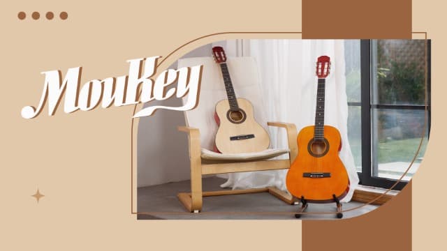 Moukey 36" Acoustic Guitar for Beginners Kids Youth 3/4 Size Dreadnought Travel Guitarra Acustica Kit with Chord Poster, Gig Bag, Tuner, Picks, Nylon Strings, Capo, Strap - Brown