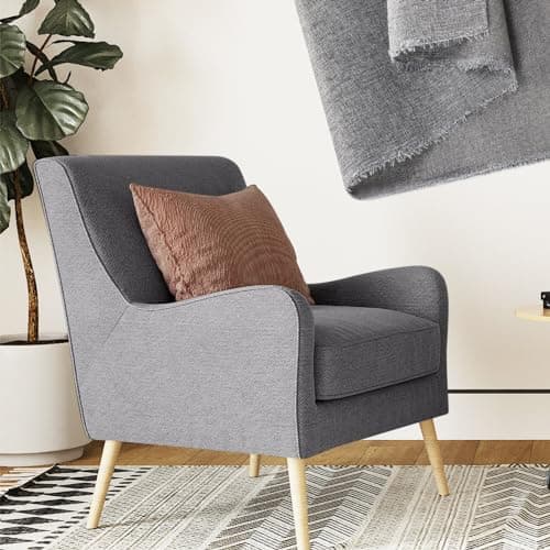 VitalCozy Grey Faux Linen Fabric 57 Inch x 3.3 Yard Grey Cover Fabric by The Yard for Sofas, Chairs, Box Spring Foundations, Conceals Frame and Staples Inside Furniture, DIY Craft Project