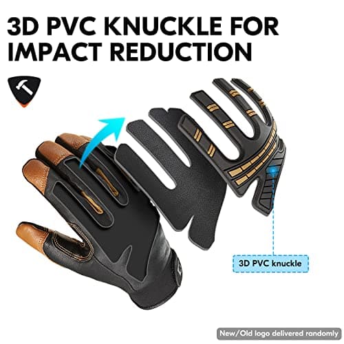 Vgo... -4℉ or above Winter Waterproof High Dexterity Heavy Duty Mechanic Glove, Anti-vibration, Anti-abrasion, Touchscreen (1 Pair,L,Brown,GA8954FW)