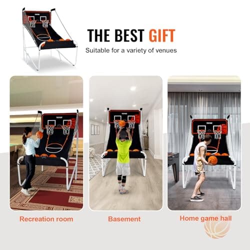 VEVOR Foldable Basketball Arcade Game, 2 Player Indoor Basketball Game, Home Dual Sport with 5 Balls, 8 Game Modes, Electronic Scoreboard, and Inflation Pump,Adults