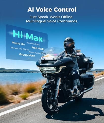 ASMAX F1s Motorcycle Bluetooth Headset With Smart Voice Control, 10 Riders Mesh Helmet Communication Systems, Dual Chip with Audio Multitasking/ENC/No-Magnet Mount, 5mi Intercom for Snowmobile, 2 Pack