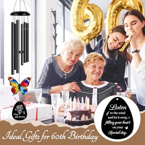 60th Birthday Gifts for Women, 60th Birthday Gifts, 60 Year Old Gift for Woman, Happy 60 Bday Decorations for Women Men, Presents for 60 Year Old Woman Grandma, Mom, Wind Chimes B0G2B9WNXT