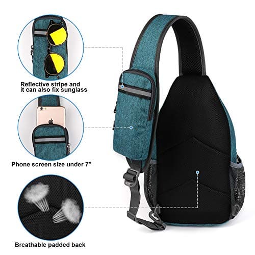 WATERFLY Crossbody Sling Backpack Sling Bag Travel Hiking Chest Bags Daypack (Teal blue) B07WNM894Y