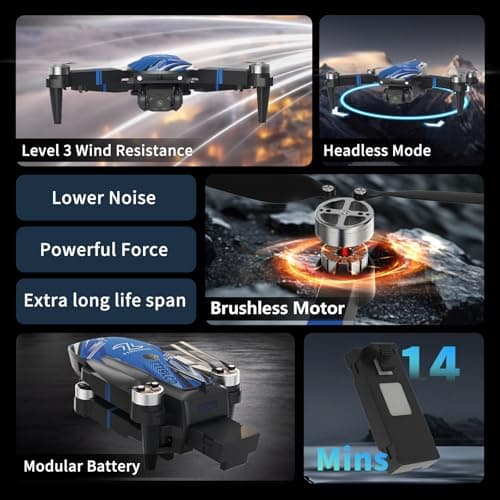 TTROARDS Drone with 4k Camera for Adults, Drone with LCD Screen 2.8 Inch, 32G SD Card, Professional Brushless Motor 270° Obstacle Avoidance, Foldable Remote Control Mini Quadcopter for Beginners