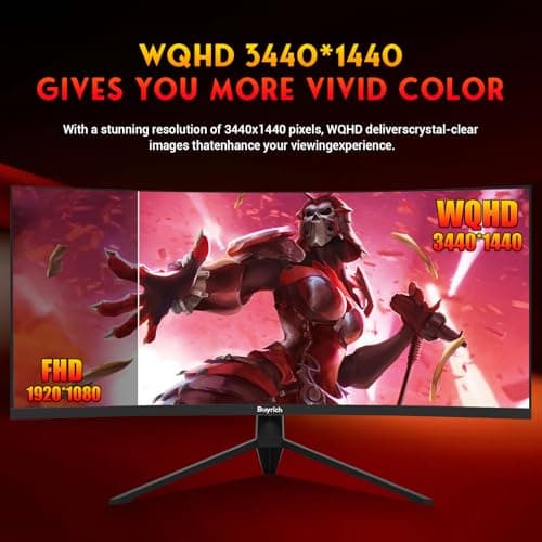 34 Inch Curved Monitor for Productivity, 100Hz, UWQHD (3440x1440), 1500R, 4000:1 Contrast Ratio, Quick-Release Metal Stand, VESA Compatible, for Spreadsheets, Data Analysis, and Multi-Window Work