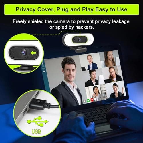Webcam with Ring Light Microphone - Streaming Web Camera, 1080P Full HD Pro Camera for PC Mac Laptop Desktop, USB Computer Webcam with Privacy Cover and Tripod for Zoom Meeting Skype Teams Twitch