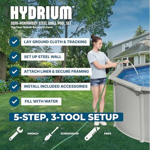Bestway Hydrium Above Ground Swimming Pool, 15' x 48" Round Steel Wall Pool Set with Sand Filter Pump, Chemical Dispensers, and Accessories