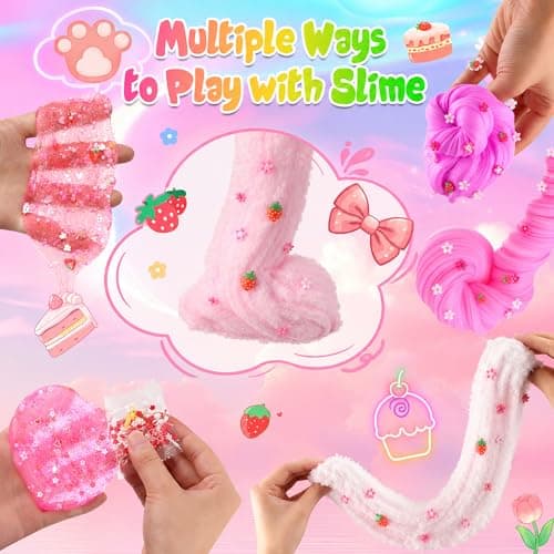 Party favor, goodie bag stuffer, Easter basket filler and sensory toy for kids ages 4-10 6-Pack Pink Slime Kit for Girls, Cloud Butter Squishy Birthday Gift Set B0CYT6D2ZS