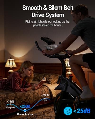 CURSOR FITNESS Exercise Bike, Brake Pad Stationary Bike for Home with Exclusive App, Stationary Bikes for Home with 300 lb Weight, Indoor Cycling Spin Bike Workout Bike with Extra Comfort Seat