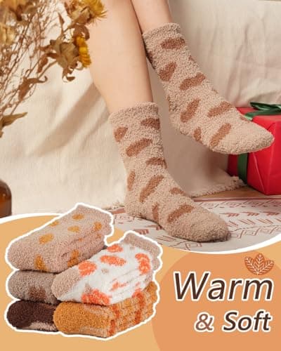 Soft Thick Plush Warm Socks, Christmas Winter Gifts for Ladies,Comfortable Indoor Home Socks, Sleep Slipper Socks Fuzzy Socks for Women Fluffy Cozy Slipper Socks Fall Halloween Socks Gifts B0DKF8CRWW