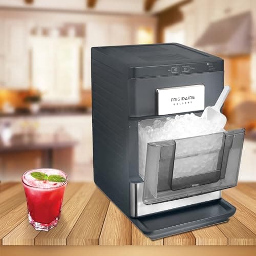 Frigidaire Gallery, 33 Lbs. Countertop Ice Maker, Nugget Shaped Ice, Stainless Steel Trim (Black)