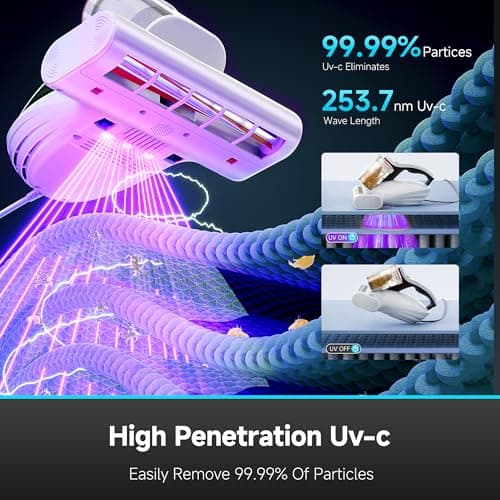 uwant Mattress Vacuum 450W 16Kpa 36000RPM/MIN Bed Vacuum with 149℉ Heating &Ultrasonic, Dual Dust Cup, Smart Display Screen Mattress Vacuums for Skin Health