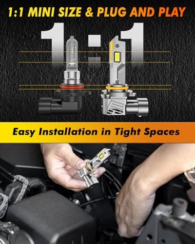 Termitor 9005 9006 Light Bulbs Combo, 100,000LM 15X Ultra Bright, 6500K Cool White, 1:1 Mini Size 9005 HB3 & 9006 HB4 Fog Light Only Fog for Rain Light with Cooling Fan, Plug N Play, Pack of 4