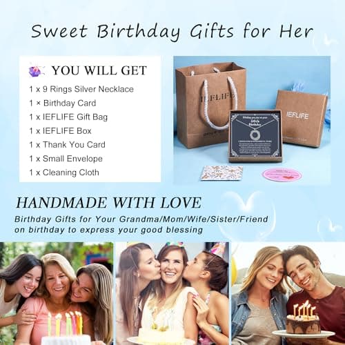 IEFLIFE Birthday Gifts for Women, Sterling Silver Necklaces, 40th 50th 60th 70th 80th 90th Birthday Necklace, 40 50 60 70 80 90 Years Old Birthday Gifts, 4 5 6 7 8 9 Decade Birthday Jewelry for Women