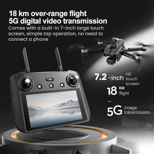 AE86ProMax+Drones with Camera for Adults 4K Video,Touch Screen Tablet Remote and 3-Axis Mechanical Gimbal, 5G Digital Transmission, 360° Laser Obstacle Avoidance, GPS Auto Return,Three 8000mAh 45 Mins Long Endurance, 500g Payload, Smart Follow Waypoint Flight Foldable Quadcopter, Up to 5 Miles Range (Carbon Fiber, 3 Batteries)