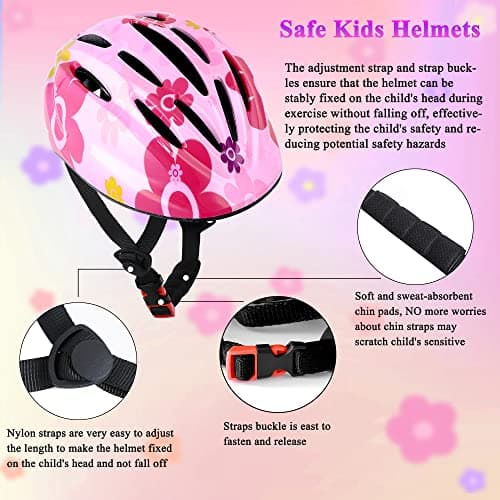 Lamsion Kids Helmet Adjustable with Sports Protective Gear Set Knee Elbow Wrist Pads for Toddler Ages 3 to 8 Years Old Boys Girls Cycling Skating Scooter Helmet