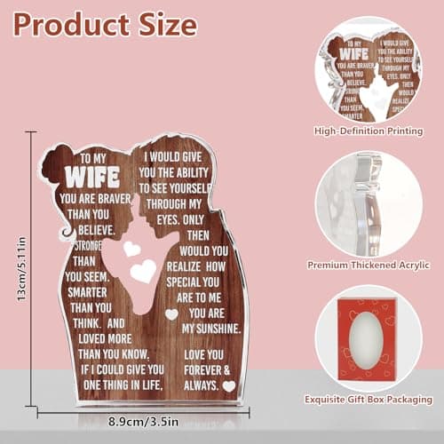 Wife Romantic Anniversary Wedding Gifts for Wife I Love My Wife Birthday Gift Ideas for Women Best Wife Present Gifts for Wife Anniversary Birthday Gifts Ideas to My Wife, Acrylic Sign B0DCBFFQ2X