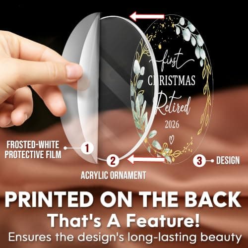 First Christmas Retired Acrylic Ornament - 2026 Retired Gift for Coworker, Boss, Employee, Teacher, Nurse, Woman, Man HEXMOZ Retirement Gift for Woman - Retirement Gifts for Men, Women 2026 B0FG2QFTNS